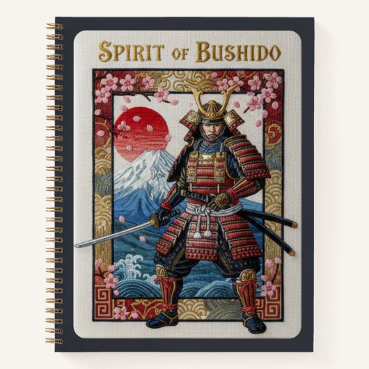Carnet Spirit of Bushido Embroidered Samurai & Mount Fuji (Devant)