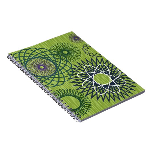 Carnet Spirographe Motif géométrique bleu vert (Côté Droit)