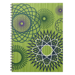 Carnet Spirographe Motif géométrique bleu vert