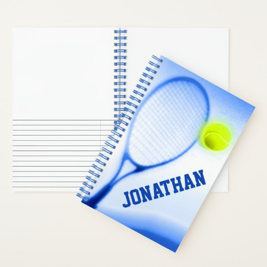 Carnet Sport de raquette de tennis nommé bleu (À l'intérieur)