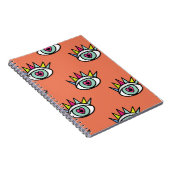 Carnet Sport yeux motif, psychédélique vintage. (Côté Droit)