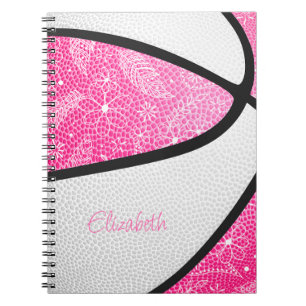 Carnet Sports bohème doodle plumes rose blanc basket-ball