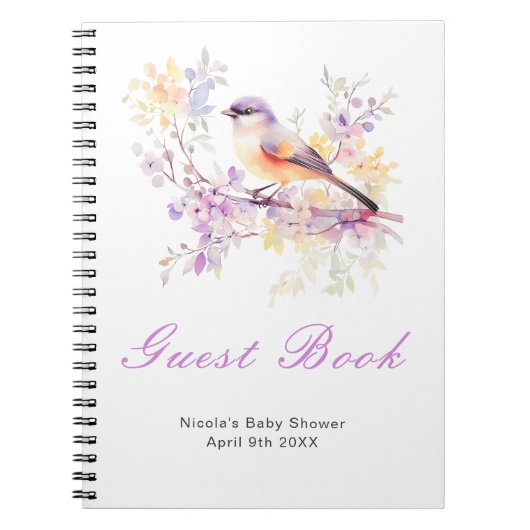 Carnet Spring Cute Bird Baby Shower Guest Book (Devant)