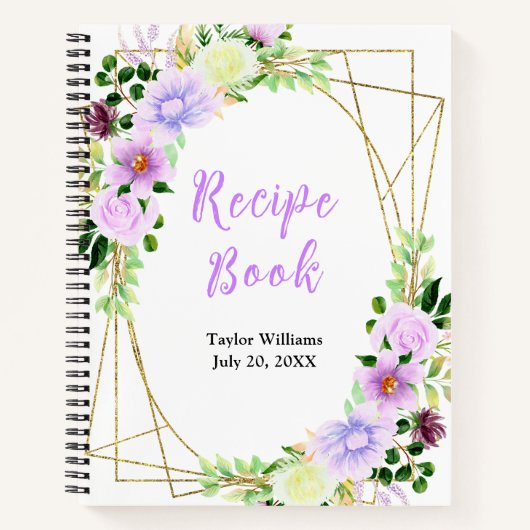 Carnet Spring Purple Floral Recipe Book (Devant)