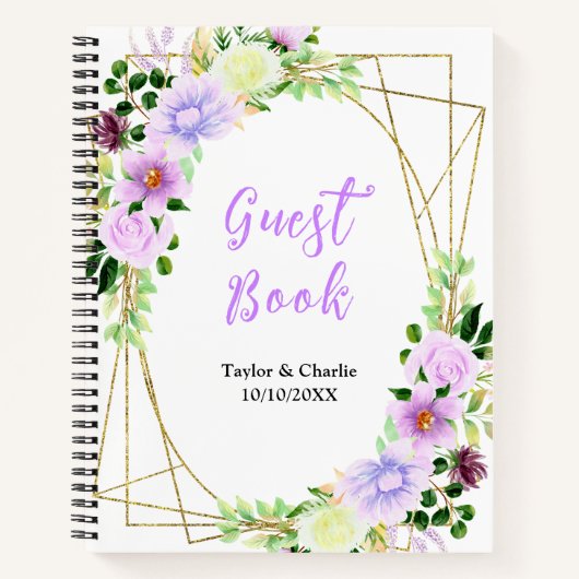 Carnet Spring Purple Floral Wedding Guest Book (Devant)