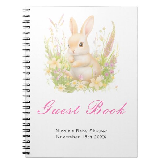 Carnet Spring Rabbit Baby Shower Guest Book (Devant)