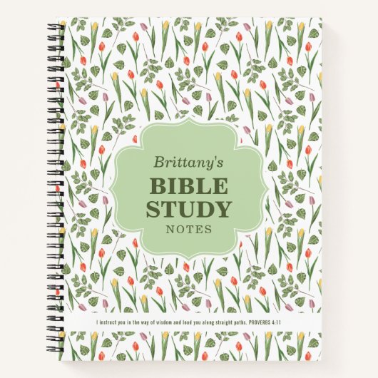 Carnet Spring Tulips Pattern Personalized Bible Study (Devant)