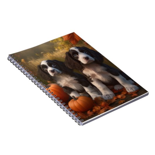 Carnet Springer Spaniel Chiot Automne Citrouille de plais (Côté Droit)