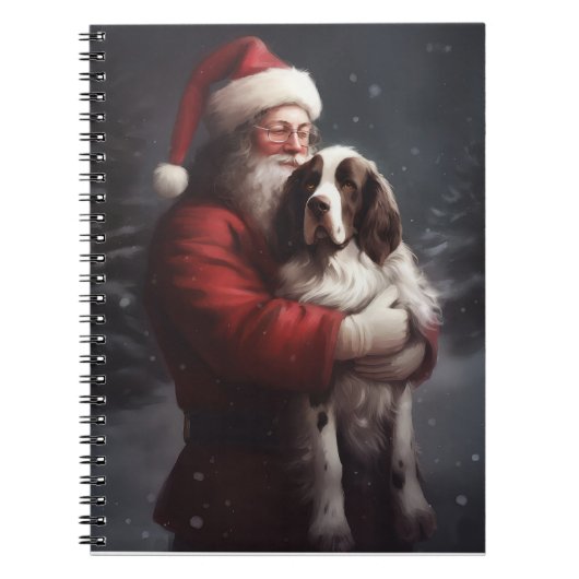 Carnet Springer Spaniel Père Noël Noël Festif (Devant)