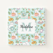 Carnet Square Notebook Personalized Tea Book Cats Green (Dos)