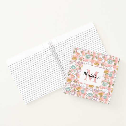 Carnet Square Notebook Personalized Tea & Bookish Cats (Intérieur)