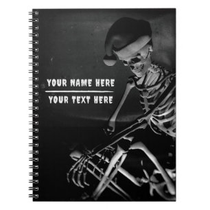 Carnet Squelette avec chapeau de Père Noël. Personnalisab