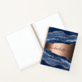 Carnet Squelette bleu agate marbre rose or nom (Intérieur)