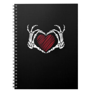 Carnet Squelette Coeur main signe costume tendance Hallow