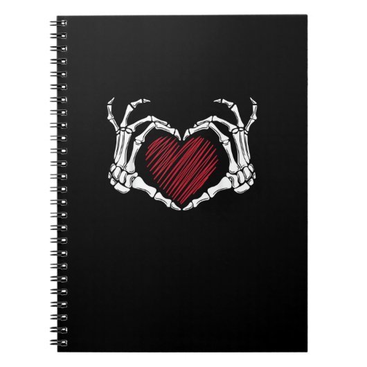 Carnet Squelette Coeur main signe costume tendance Hallow (Devant)