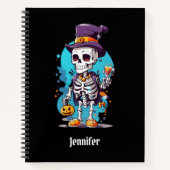 Carnet Squelette cool en haut-de-forme Halloween (Devant)