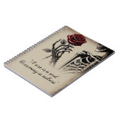 Carnet Squelette vintage avec Rose rouge (Côté gauche)