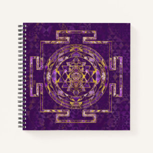 Carnet Sri Yantra / Sri Chakra Améthyste et or
