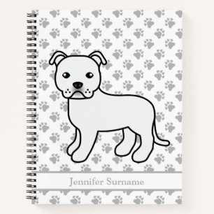 Carnet Staffie anglais blanc Chien de dessin animé mignon