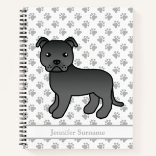 Carnet Staffie anglais noir Chien de dessin animé mignon 