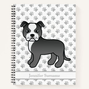 Carnet Staffie noir et blanc Chien de dessin animé mignon