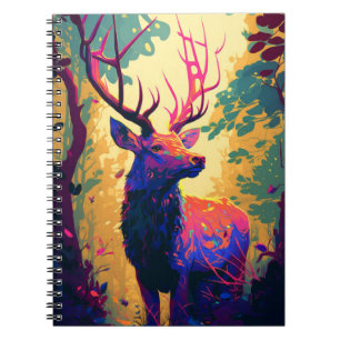 Carnet Stag Deer Animal Portrait Peinture Forêt faunique