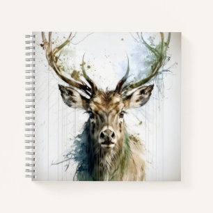 Carnet Stag Deer Portrait Animal Peinture Forêt faunique