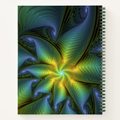 Carnet Star Abstrait bleu brillant Vert or Fractal Nom (Dos)