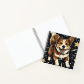 Carnet Starlit Corgi - Charme Linocut Céleste (Intérieur)