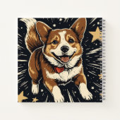 Carnet Starlit Corgi - Charme Linocut Céleste (Dos)