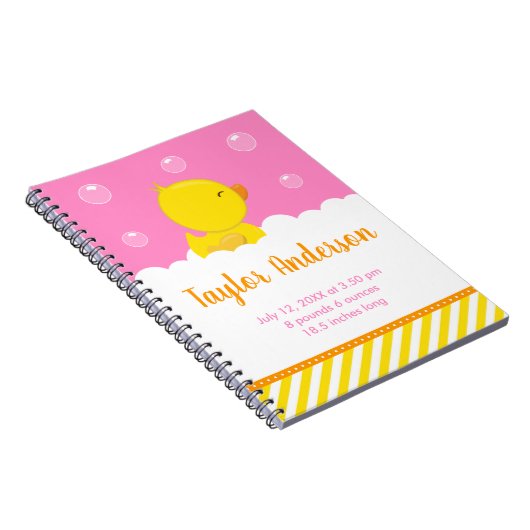 Carnet Statistiques de naissance en caoutchouc Ducky Jaun (Côté Droit)