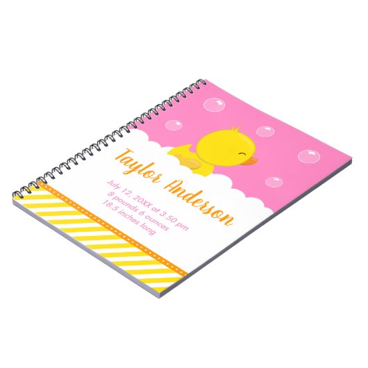 Carnet Statistiques de naissance en caoutchouc Ducky Jaun (Côté gauche)