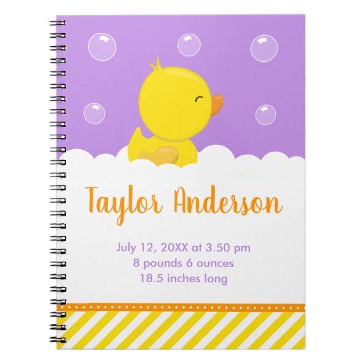 Carnet Statistiques de naissance en caoutchouc Ducky Jaun (Devant)