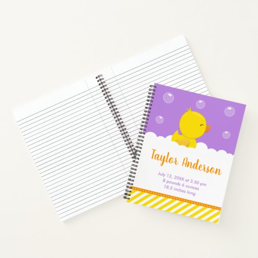 Carnet Statistiques de naissance en caoutchouc Ducky Jaun (Intérieur)