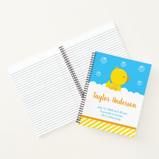 Carnet Statistiques de naissance en caoutchouc Ducky Jaun (Intérieur)