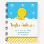Carnet Statistiques de naissance en caoutchouc Ducky Jaun (Devant)