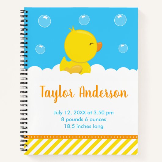 Carnet Statistiques de naissance en caoutchouc Ducky Jaun (Devant)
