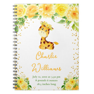 Carnet Statistiques de naissance Fleur Jaune Girafe