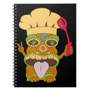Carnet Statue de Chef Tiki avec Spatule, Drôle Noir