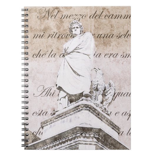 Carnet Statue de dante Allighieri avec la comédie divine (Devant)
