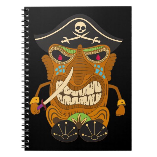 Carnet Statue Tiki Pirate, Drôle Noir (Devant)