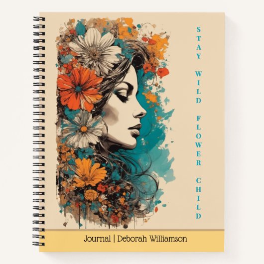 Carnet Stay Wild Flower Child | Boho Floral Portrait (Devant)