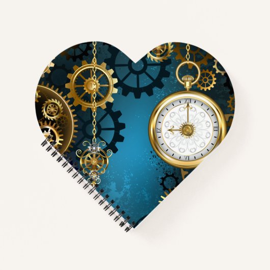 Carnet Steampunk Arrière - plan turquoise avec Gears (Devant)