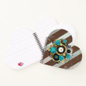Carnet Steampunk Clock and Turquoise Roses on Striped (Intérieur)