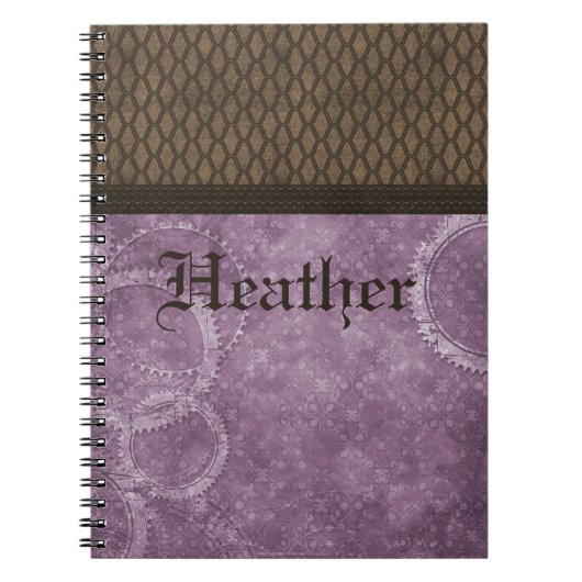 Carnet Steampunk en métal, violet (Devant)