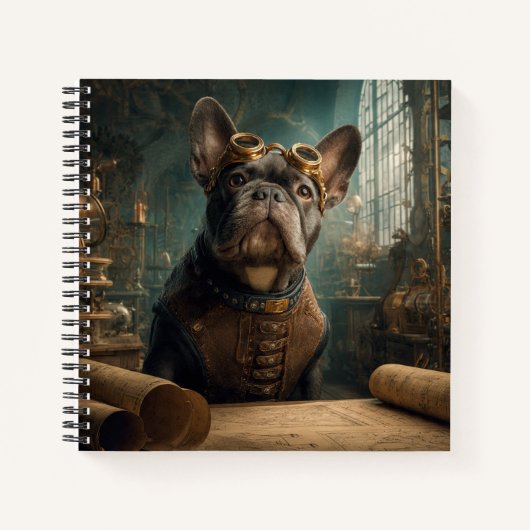 Carnet Steampunk Frenchie (Édition 2) - Spirale Deluxe (Devant)