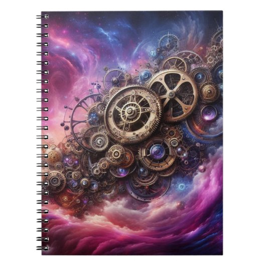 Carnet Steampunk Industrial Clocwork Purple and Pink (Devant)