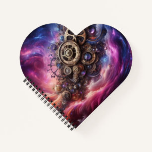 Carnet Steampunk Industrial Clocwork Purple and Pink