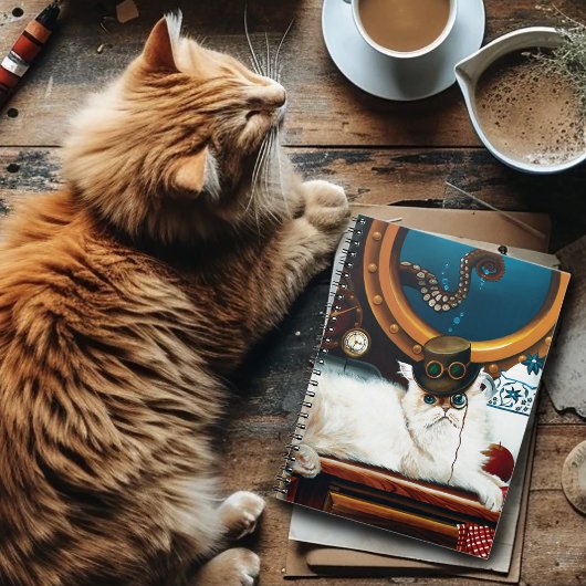 Carnet Steampunk Thé de chat sous-marin