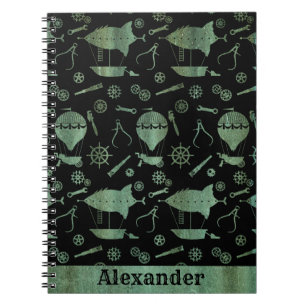 Carnet Steampunk Verdigris Bronze Airships Nom personnali